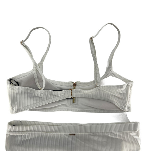 XOXO Womens White Ribbed Bikini Size S - Picture 6 of 7